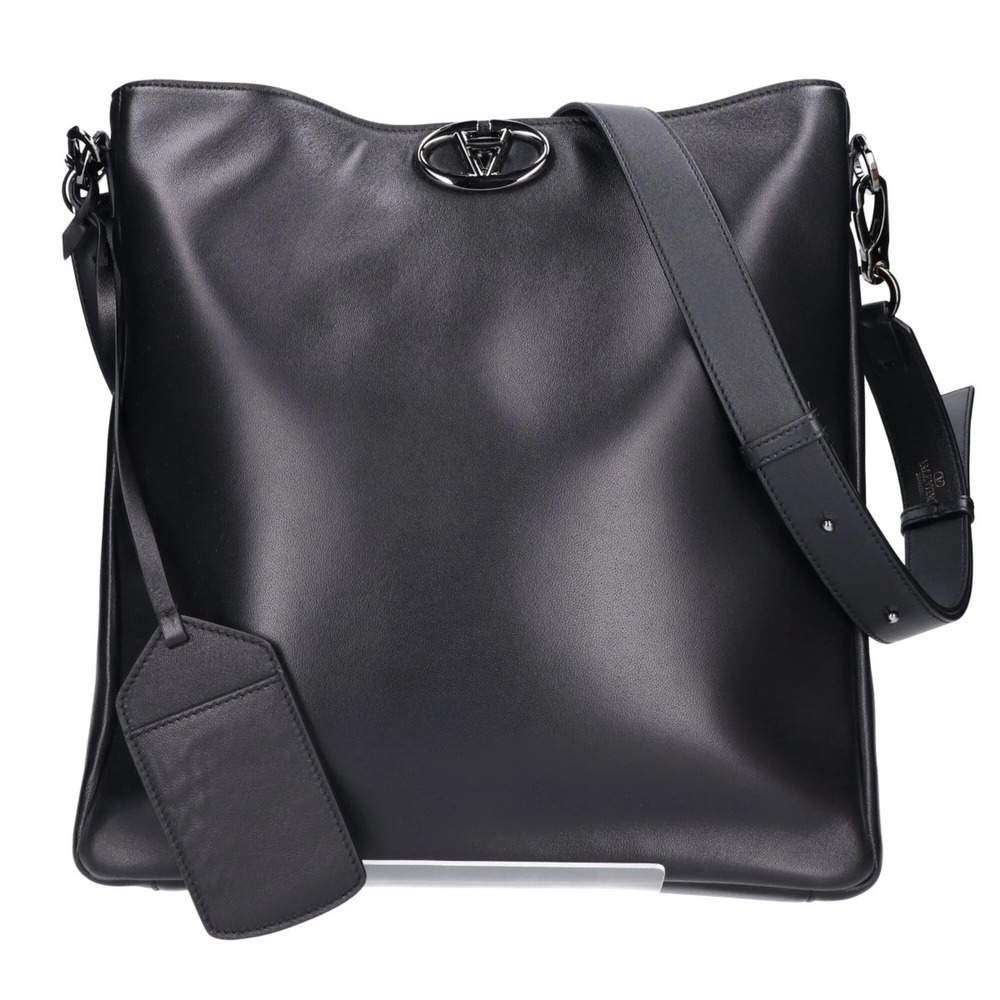 VALENTINO 5Y0B0C95XSK V-logo Locker Lambskin Leather Shoulder Bag, Black with...